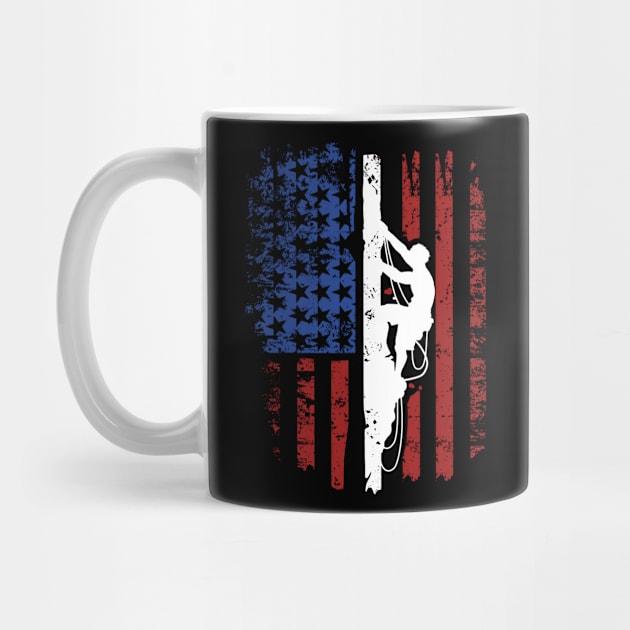 Rock Climbing Gift Print Climber Bouldering American Flag Product by Linco